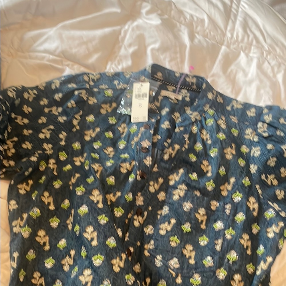 Pilcro Blue Floral Blouse